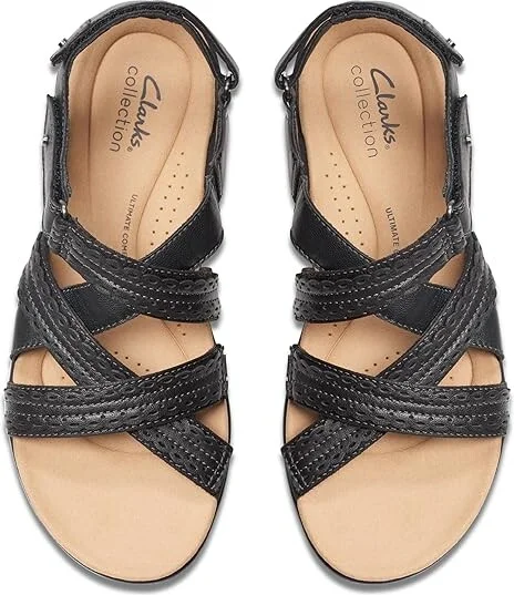 Clarks Laurieann Rena Women's Sandals Black Combi : 6 B - Medium, Leather/Rubber - Image 2