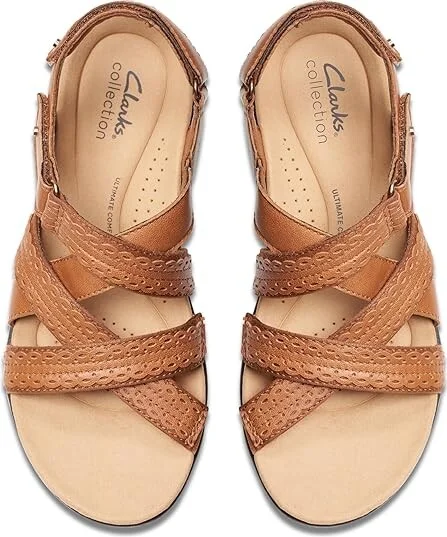 Clarks Laurieann Rena Women's Sandals Tan Combi : 5 B - Medium, Leather/Rubber - Image 2