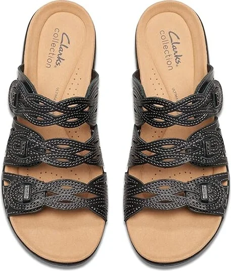 Clarks Laurieann Ruby Women's Sandals Black Leather : 9.5 D - Wide, Leather/Rubber - Image 2