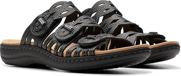 Clarks Laurieann Ruby Women's Sandals Black Leather : 9.5 D - Wide, Leather/Rubber