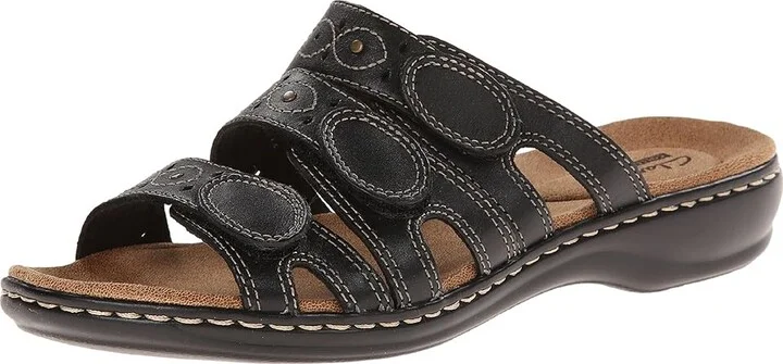 Clarks Leisa Cacti Q Women's Sandals Black Leather : 6 B - Medium - Image 2