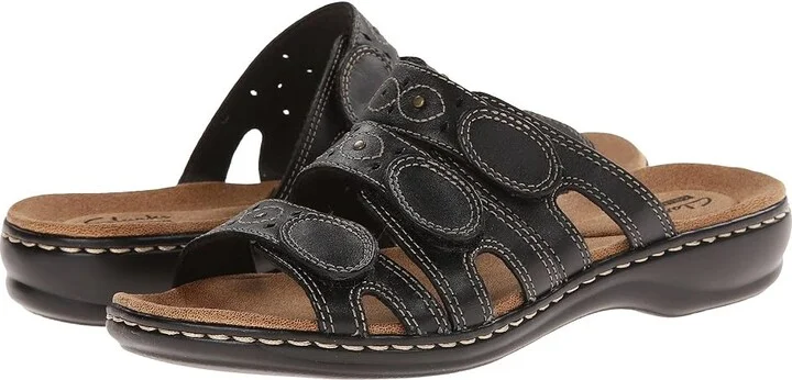 Clarks Leisa Cacti Q Women's Sandals Black Leather : 6 B - Medium