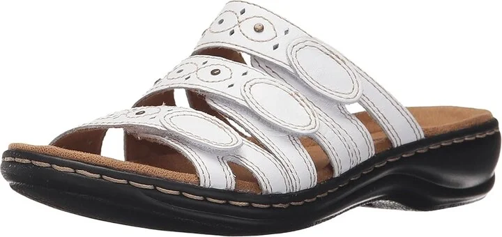 Clarks Leisa Cacti Q Women's Sandals White Leather : 6.5 B - Medium - Image 2