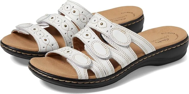 Clarks Leisa Cacti Q Women's Sandals White Leather : 6.5 B - Medium