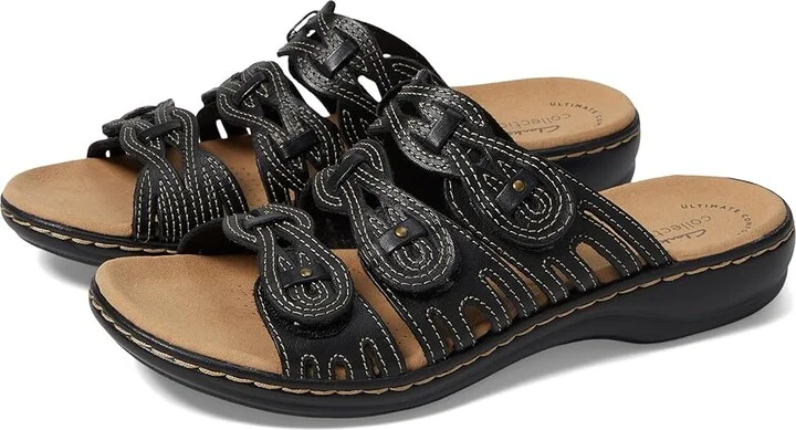 Clarks Leisa Faye Women's Shoes Black Leather : 5.5 B - Medium, Synthetic