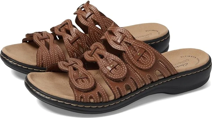 Clarks Leisa Faye Women's Shoes Tan Leather : 6 B - Medium, Synthetic