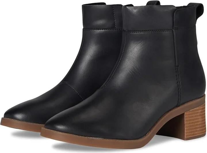 Clarks Lileigh Charm Women's Boots Black Leather : 11 B - Medium, Leather/Mesh/Rubber