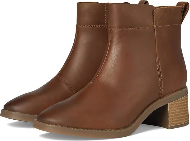 Clarks Lileigh Charm Women's Boots Tan Oily Leather : 6 D - Wide, Leather/Mesh/Rubber
