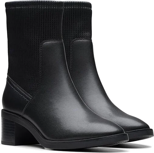 Clarks Lileigh Holly Women's Boots Black Leather : 9.5 B - Medium