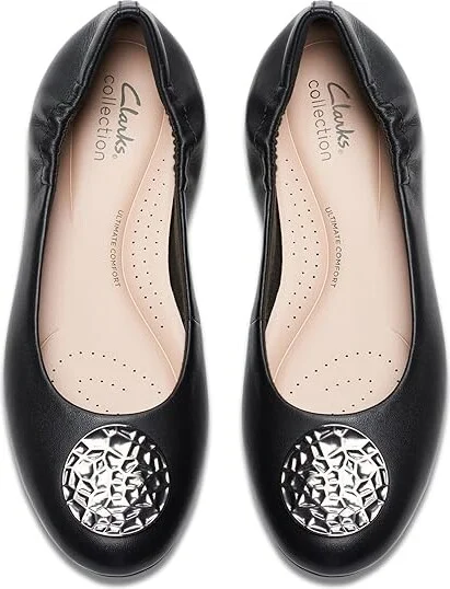 Clarks Loreleigh Ave Women's Flat Shoes Black Leather : 7 B - Medium, Leather/Rubber - Image 2