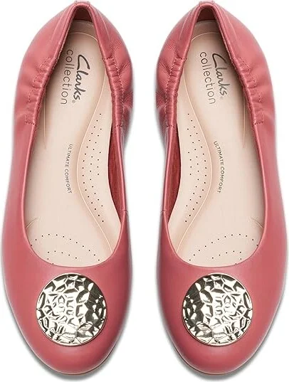 Clarks Loreleigh Ave Women's Flat Shoes Dusty Rose Leather : 9 D - Wide, Leather/Rubber - Image 2