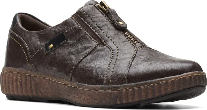 Clarks Magnolia Zip Leather Flat