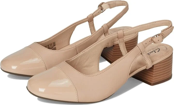 Clarks Marilyn Rose High Women's Heels Beige Combi Leather : 7 D - Wide, Leather/Rubber