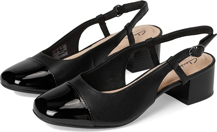 Clarks Marilyn Rose High Women's Heels Black Combi Leather : 7 B - Medium, Leather/Rubber