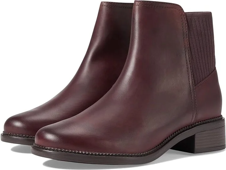 Clarks Maye Palm Women's Boots Bordeaux Leather : 5.5 B - Medium, Leather/Textile