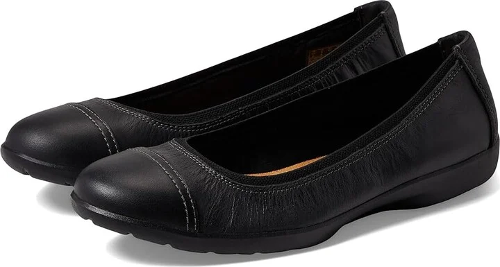 Clarks Meadow Opal Women's Flat Shoes Black Leather : 7 D - Wide