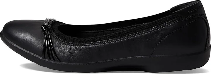 Clarks Meadow Rae Women's Flat Shoes Black Leather : 7.5 B - Medium - Image 5