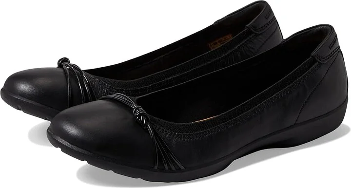 Clarks Meadow Rae Women's Flat Shoes Black Leather : 7.5 B - Medium