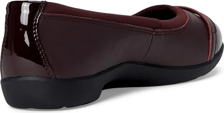 Clarks Meadow Rose Women's Flat Shoes Wine Combi Leather : 9.5 D - Wide, Leather/Mesh/Rubber - Image 4