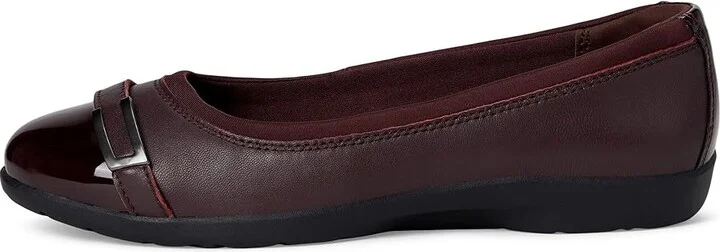 Clarks Meadow Rose Women's Flat Shoes Wine Combi Leather : 9.5 D - Wide, Leather/Mesh/Rubber - Image 6