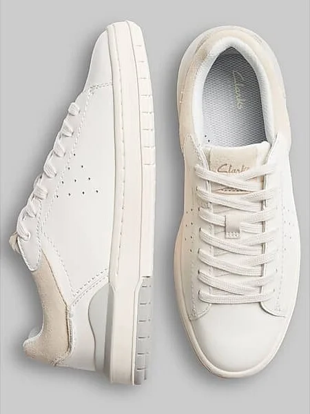 Clarks Men's Courtlite 2 Run Plain Toe Sneakers White