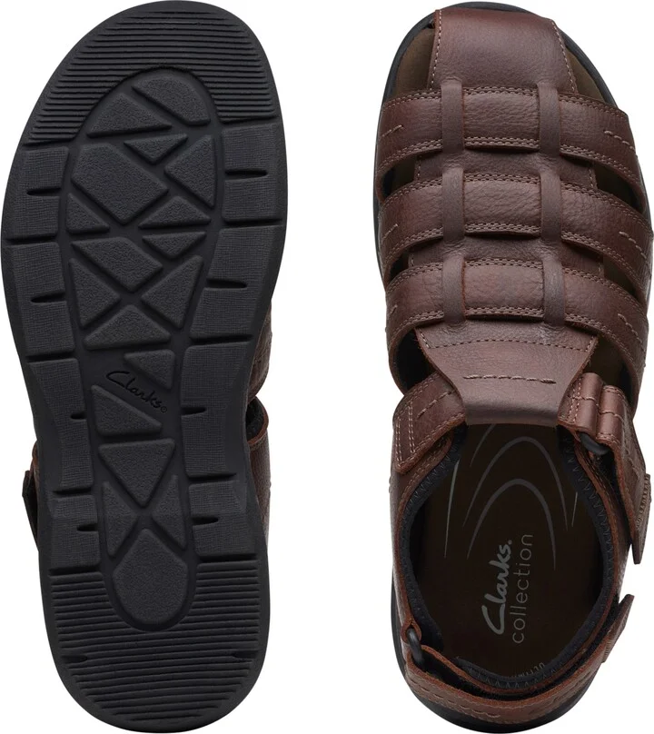 Clarks Men's Walkford Fish Tumbled Leather Sandals - Image 4