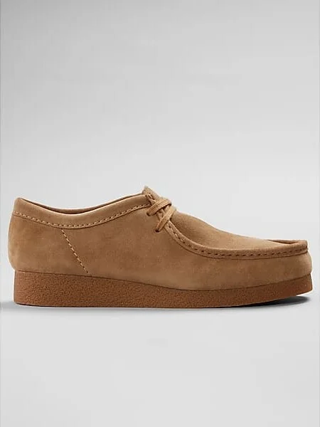 Clarks Men's Wallabee EVO Moc Toe Slip On Shoes Dark Sand