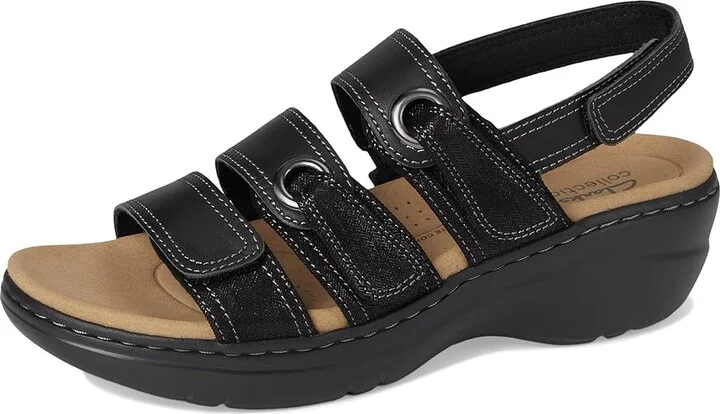 Clarks Merliah 2 Bali Women's Sandals Black Combi Leather : 9 B - Medium, Rubber - Image 5