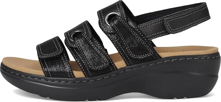 Clarks Merliah 2 Bali Women's Sandals Black Combi Leather : 9 B - Medium, Rubber - Image 6