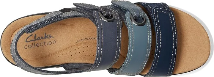 Clarks Merliah 2 Bali Women's Sandals Navy Combi Leather : 6.5 D - Wide, Rubber - Image 2