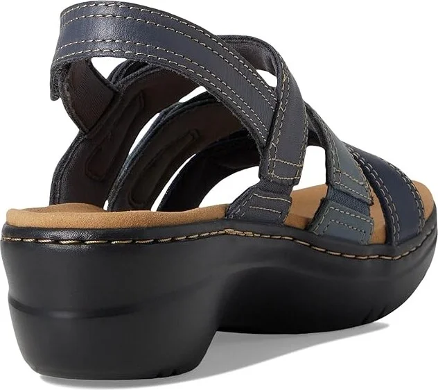 Clarks Merliah 2 Bali Women's Sandals Navy Combi Leather : 6.5 D - Wide, Rubber - Image 4