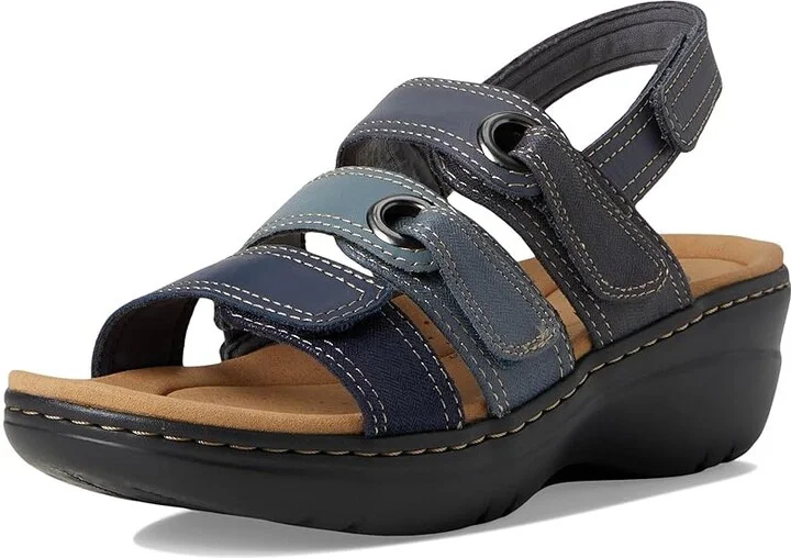 Clarks Merliah 2 Bali Women's Sandals Navy Combi Leather : 6.5 D - Wide, Rubber - Image 5