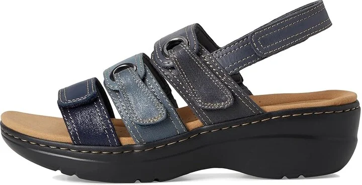 Clarks Merliah 2 Bali Women's Sandals Navy Combi Leather : 6.5 D - Wide, Rubber - Image 6