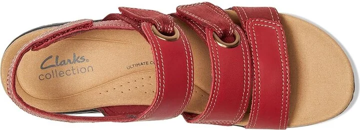 Clarks Merliah 2 Bali Women's Sandals Red Combi Leather : 7 D - Wide, Rubber - Image 2