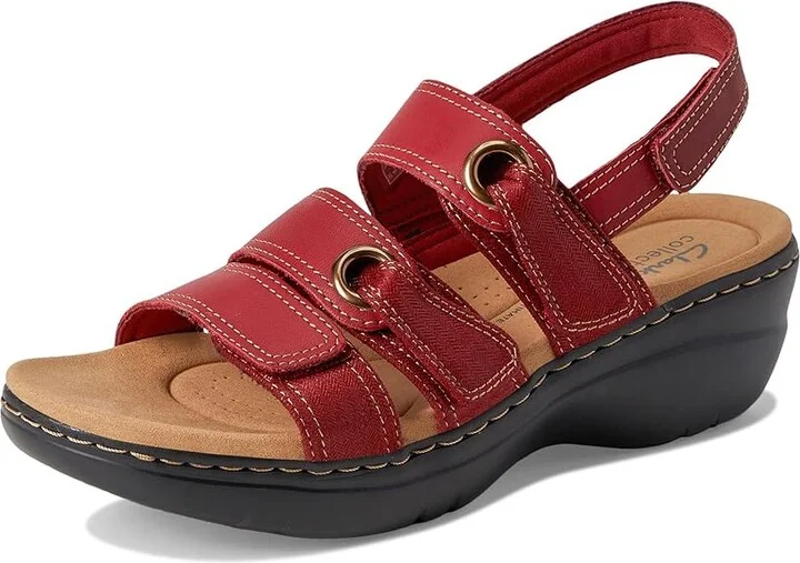 Clarks Merliah 2 Bali Women's Sandals Red Combi Leather : 7 D - Wide, Rubber - Image 5