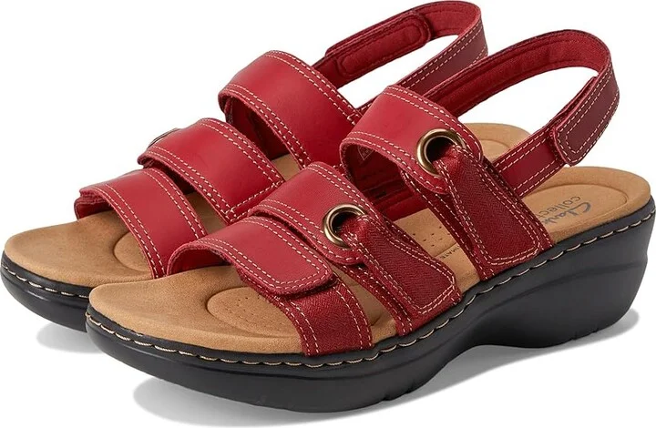 Clarks Merliah 2 Bali Women's Sandals Red Combi Leather : 7 D - Wide, Rubber