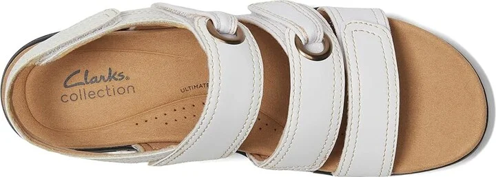 Clarks Merliah 2 Bali Women's Sandals White Combi Leather : 10 D - Wide, Rubber - Image 2