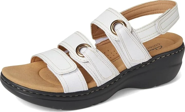 Clarks Merliah 2 Bali Women's Sandals White Combi Leather : 10 D - Wide, Rubber - Image 5
