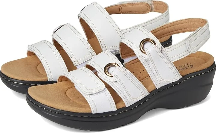 Clarks Merliah 2 Bali Women's Sandals White Combi Leather : 10 D - Wide, Rubber