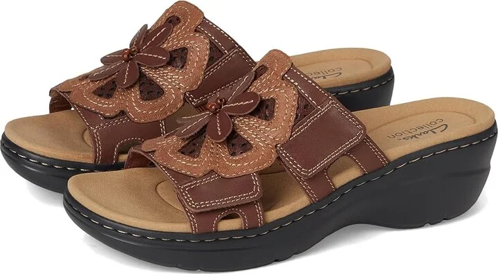 Clarks Merliah 2 Belle Women's Sandals Brown Leather : 9.5 A - Narrow, Synthetic