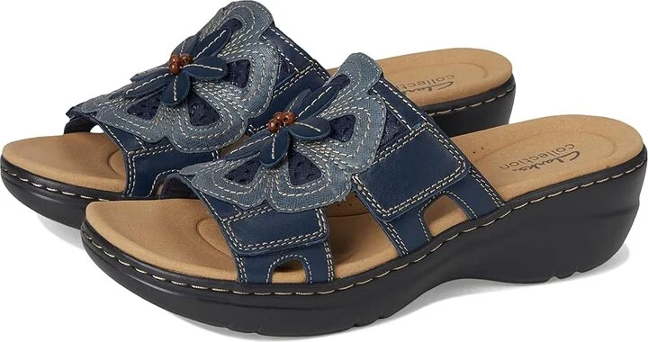 Clarks Merliah 2 Belle Women's Sandals Navy Leather : 12 A - Narrow, Synthetic