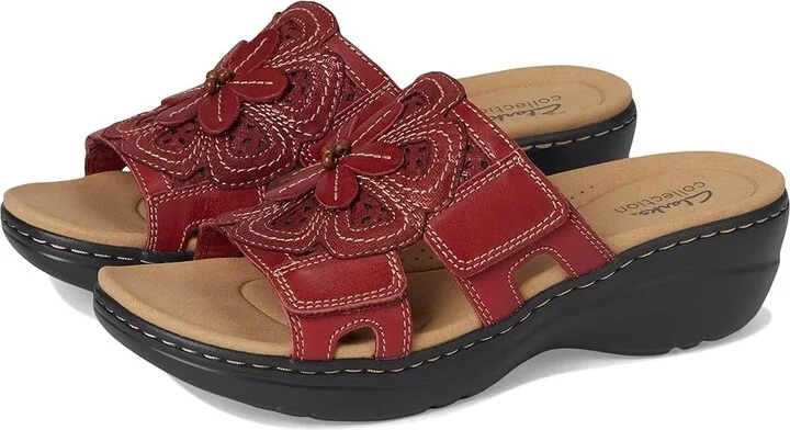 Clarks Merliah 2 Belle Women's Sandals Red Combi Leather : 10 D - Wide, Synthetic