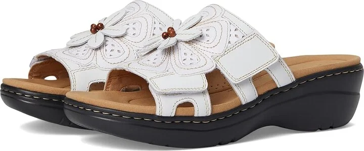 Clarks Merliah 2 Belle Women's Sandals White Combi Leather : 7.5 D - Wide, Synthetic