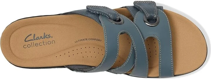 Clarks Merliah 2 Cove Women's Sandals Blue Grey Leather : 9.5 B - Medium - Image 2