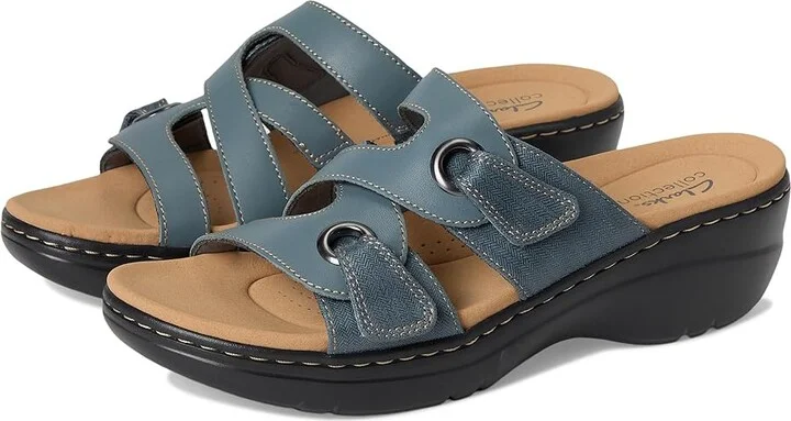 Clarks Merliah 2 Cove Women's Sandals Blue Grey Leather : 9.5 B - Medium