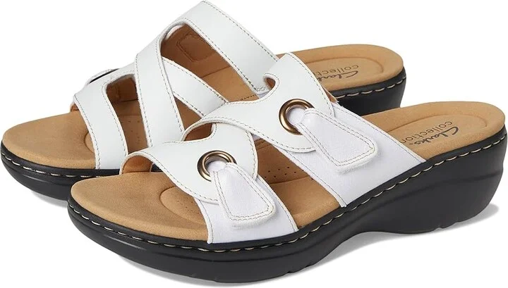 Clarks Merliah 2 Cove Women's Sandals White Leather : 8.5 B - Medium