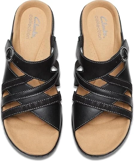 Clarks Merliah Holly Women's Sandals Black Leather : 7.5 B - Medium, Leather/Rubber - Image 2