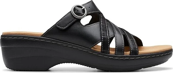 Clarks Merliah Holly Women's Sandals Black Leather : 7.5 B - Medium, Leather/Rubber - Image 6