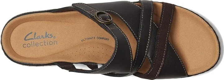 Clarks Merliah Holly Women's Sandals Dark Brown Leather : 7.5 B - Medium, Leather/Rubber - Image 2