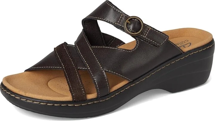 Clarks Merliah Holly Women's Sandals Dark Brown Leather : 7.5 B - Medium, Leather/Rubber - Image 5